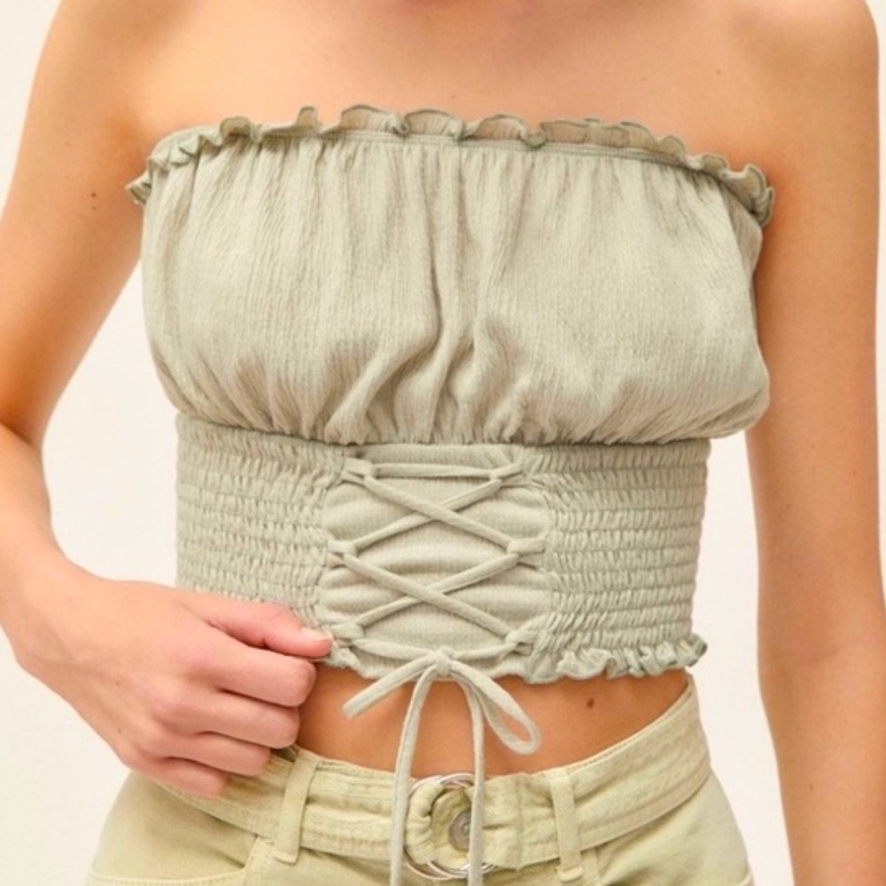 Urban Outfitters Sage Top w/ Lace Up Detail